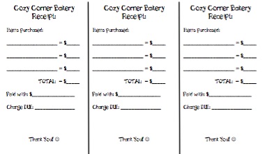 Cozy Corner Bakery Money Activity Receipts