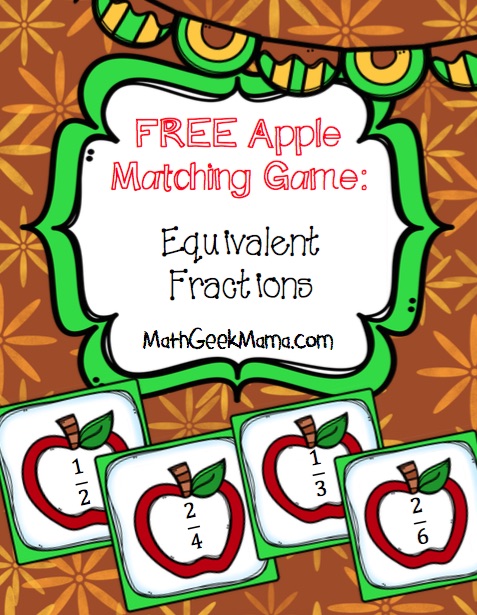 This fun and low prep game is a great way to let your kids practice recognizing equivalent fractions! Simply print and play independently or with a friend!