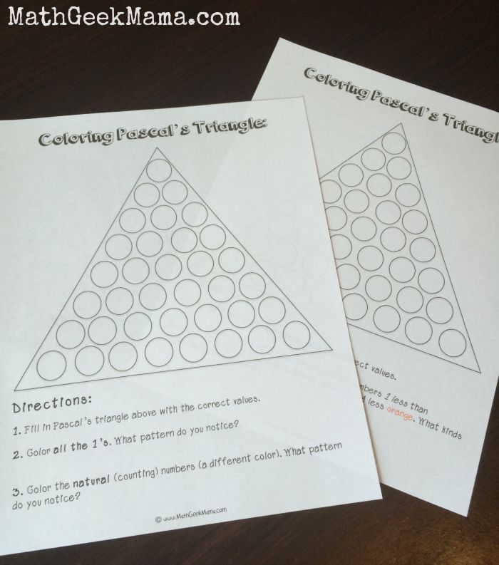 Such great ideas for kids of all ages to find and explore patterns in Pascal's Triangle! Love these coloring pages!