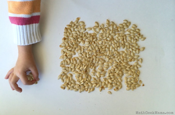 Estimating pumpkin seeds is a great hands-on math activity that really gets kids thinking about estimation and skip counting! Plus it's a great combination of math and literacy!