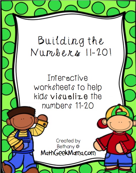 This set of interactive worksheets is perfect for helping kids understand the numbers 11-20, as well as building a foundation for place value. There are several hands-on ways to use them, as well as practice writing out the number words! Easy math fun for grades K-1!