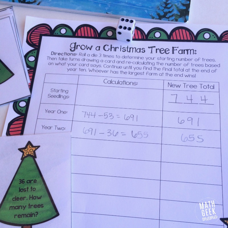 Grow a Christmas Tree Farm! {FREE Math Game}