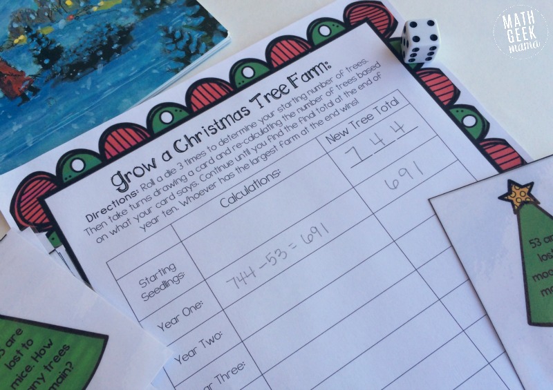 This beautiful Christmas book is a great way to explore math and science! Learn about growing trees, as well as working with large numbers with this fun and FREE printable game!