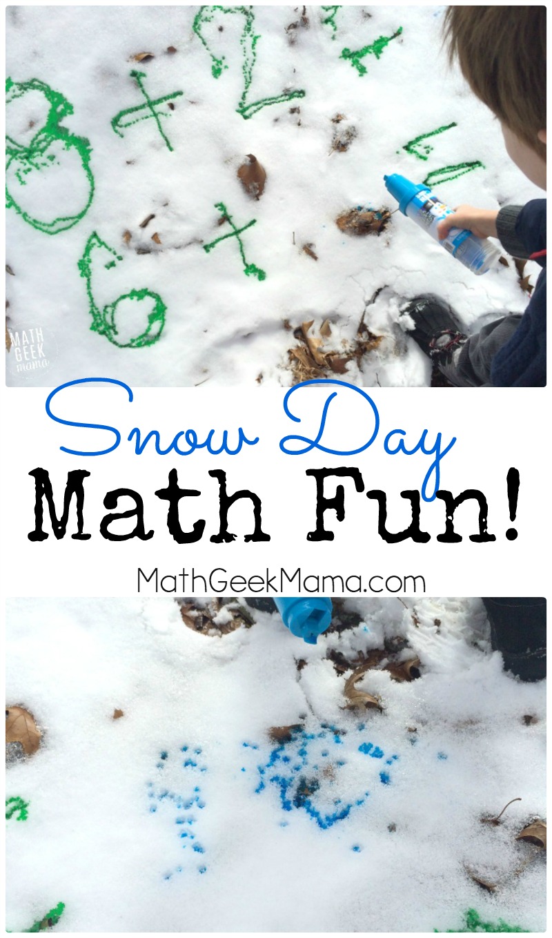 Stuck inside because of snow? Take your work outside! Practicing math in the snow is a great way to work on skills and get out in the fresh air, even when it's cold!