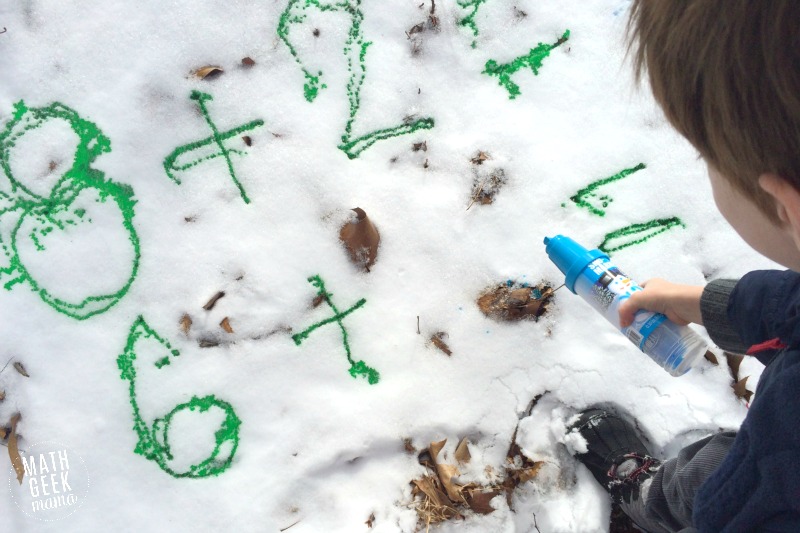 Stuck inside because of snow? Take your work outside! Practicing math in the snow is a great way to work on skills and get out in the fresh air, even when it's cold!