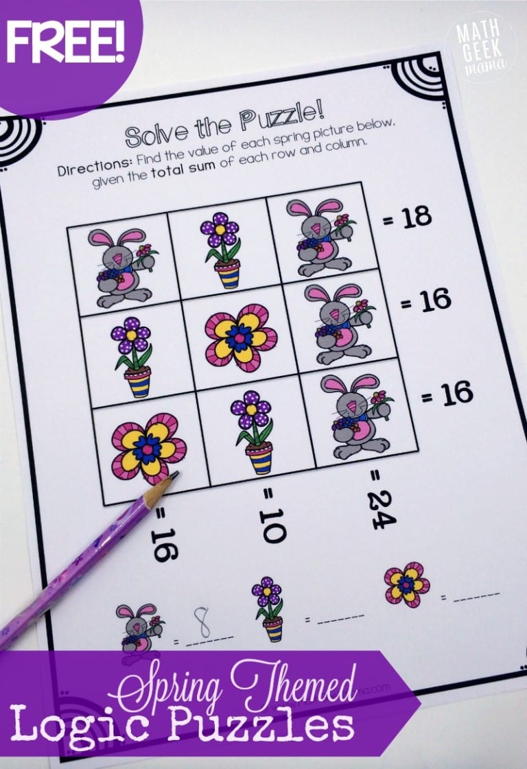 Spring Themed Logic Puzzles {FREE!}