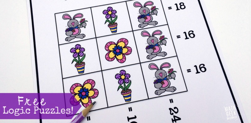 This cute set of spring themed logic puzzles is perfect for helping kids' problem solve and develop algebraic thinking! Free set of 3 logic puzzles!