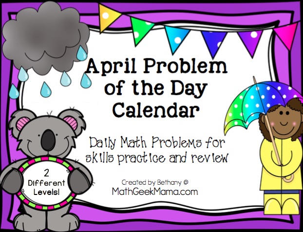This super fun April Math Problem of the Day calendar is simple to use and lets kids practice a little math each day! Plus, kids love the fun twist that makes these unique!
