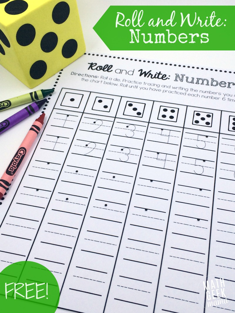 Roll and Write Number Practice Pages