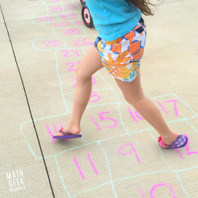 This is such a fun and SIMPLE way for kids to get moving and practice skip counting! Skip counting hopscotch is a fun twist on the traditional game that kids love!