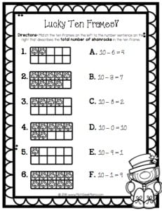 This St. Patrick's Day math pack is the perfect way to weave math review into your St. Patrick's Day celebrations! 5 pages of math practice for grades K-1!
