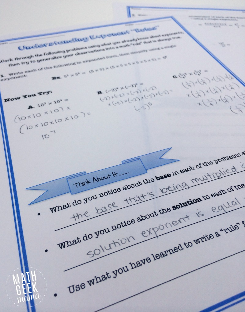 This simple lesson introduces students to exponent properties in a way that makes sense rather than simply memorizing a bunch of rules! Everything you need is included in this free download!