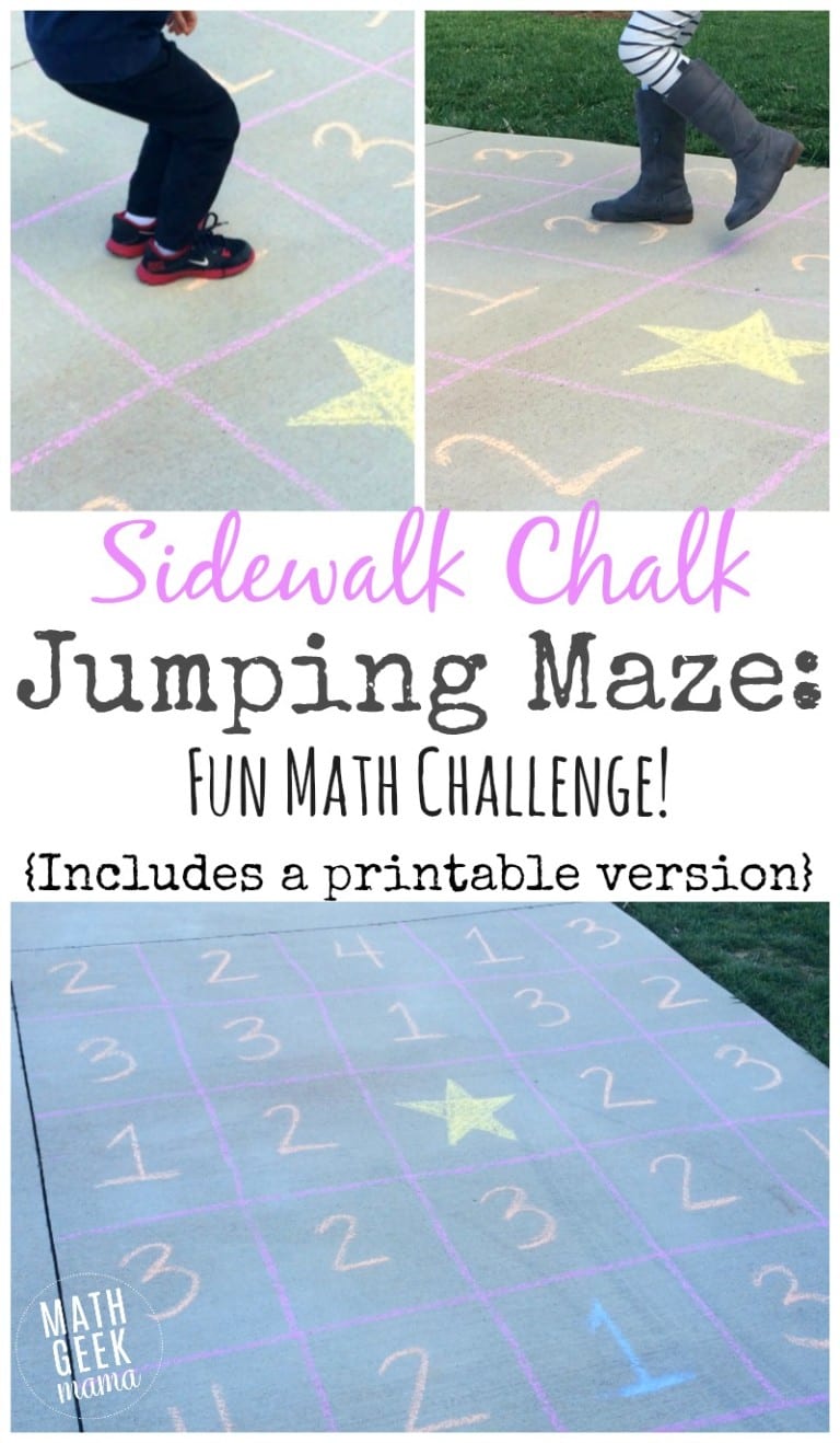 Sidewalk Chalk Jumping Maze Math Challenge