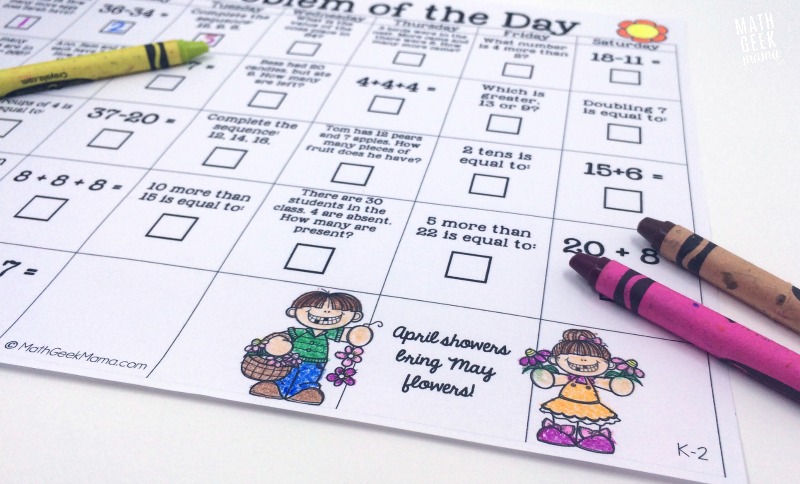 This fun and unique daily math challenge is a great way to weave a little math into your day! Easy to use, this May Math Problem of the Day calendar is perfect for Kindergarten through fifth grade!