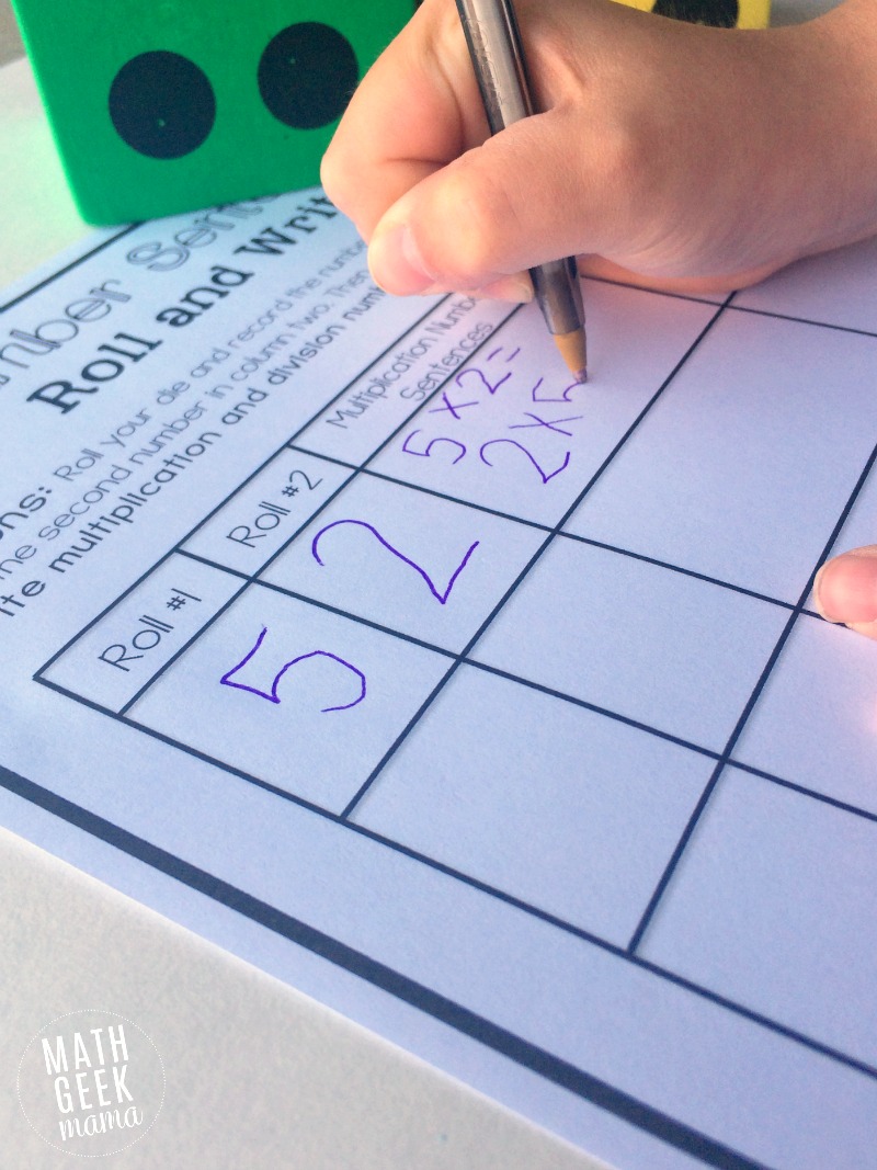 This simple activity helps kids see the inverse relationship between multiplication and division, practice writing equations and learn multiplication and division fact families! All in a fun and simple way!