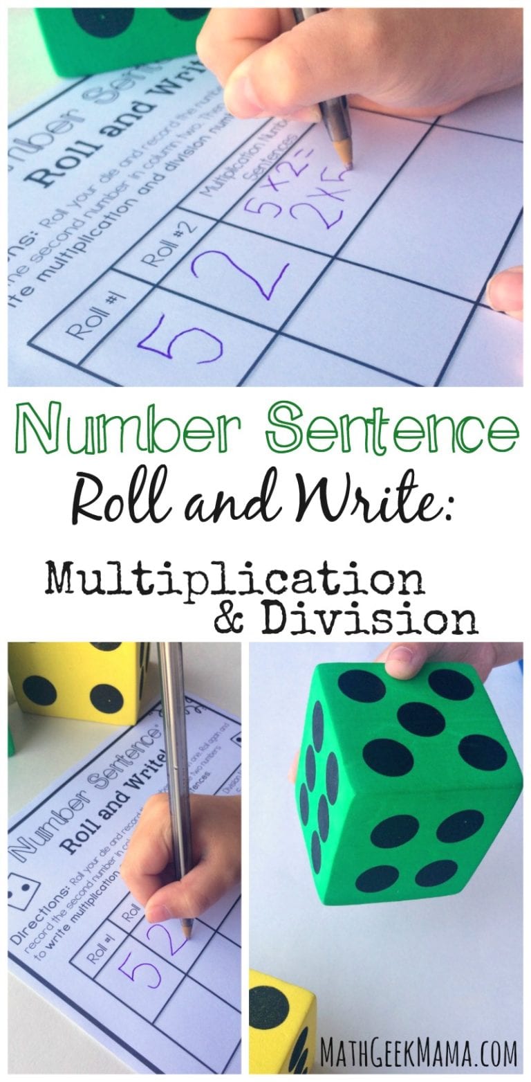 Number Sentence Roll and Write: Multiplication and Division