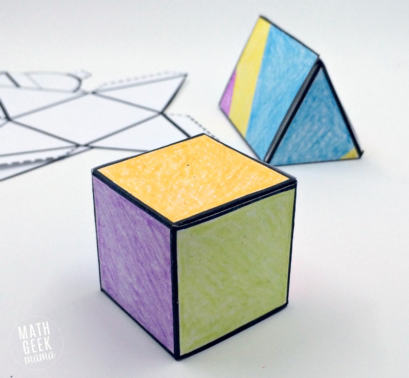 This easy to use printable set of foldable 3D shapes can be used for all sorts of math learning! Plus, let kids get creative and turn it into a math and art lesson in one!