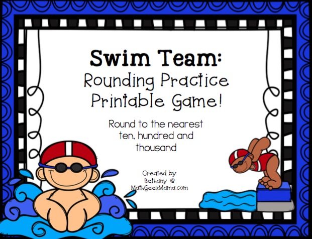 This easy to use printable rounding game is perfect for second grade or third grade! This game helps kids practice rounding to the nearest ten, hundred and thousand as they race to beat the other swimmers!