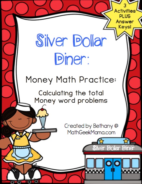 This fun, diner themed math pack includes 3 different activities! Help kids practice adding money and work on their mental math skills with these money math practice pages. Plus, it's easily adaptable for kids of all ages!