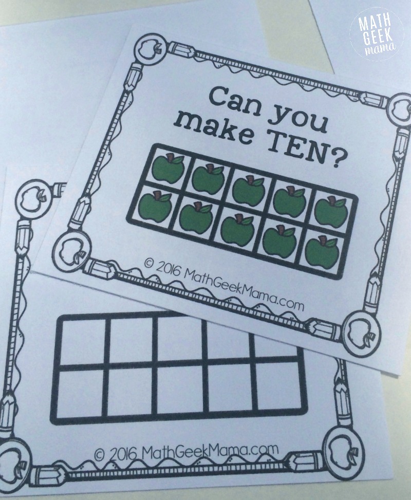 Help kids learn how to make ten and write number sentences with this adorable set of apple themed ten frame games!