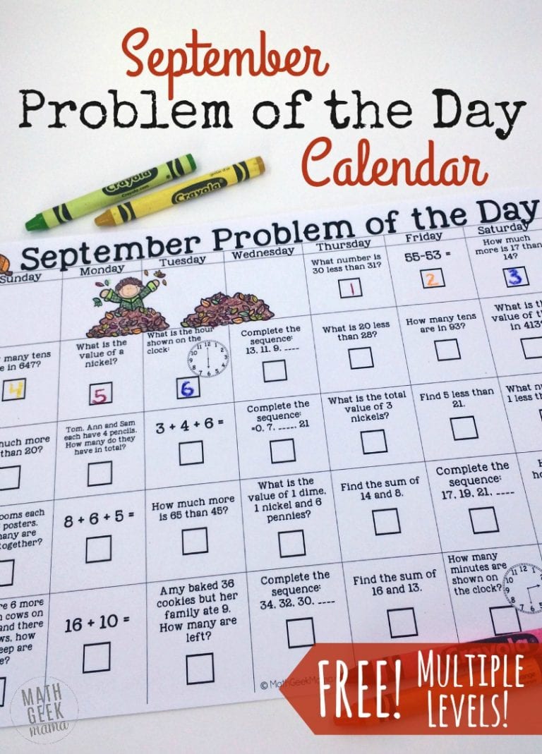 September Problem of the Day Calendar