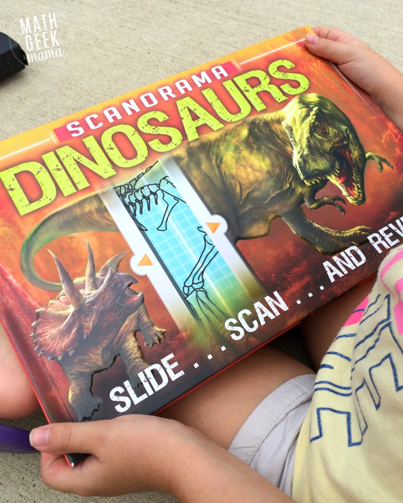 If your kids love dinosaurs, they will have a blast with this measuring activity based on the Scanorama: Dinosaurs book from Solver Dolphin Books! Explore measurement, comparing numbers, graphing and more while learning cool facts about dinosaurs!