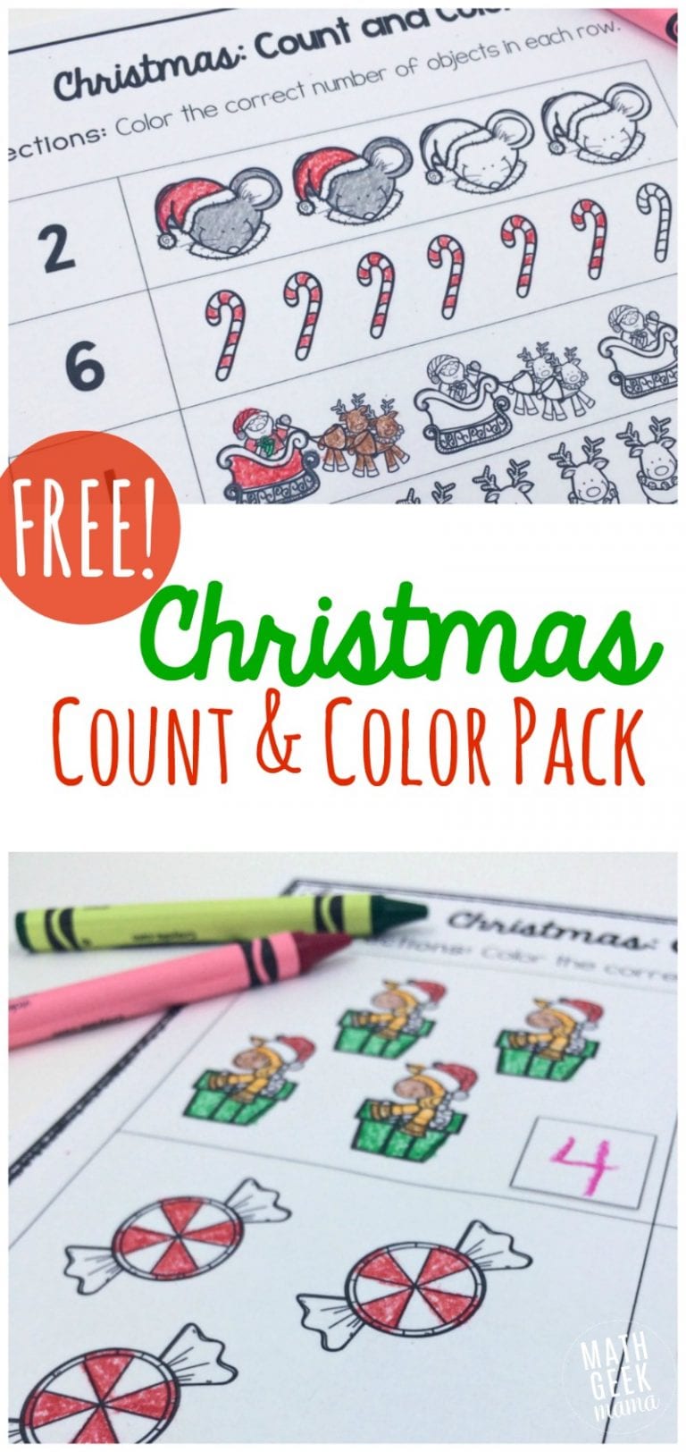 Christmas Count and Color Pages {FREE}