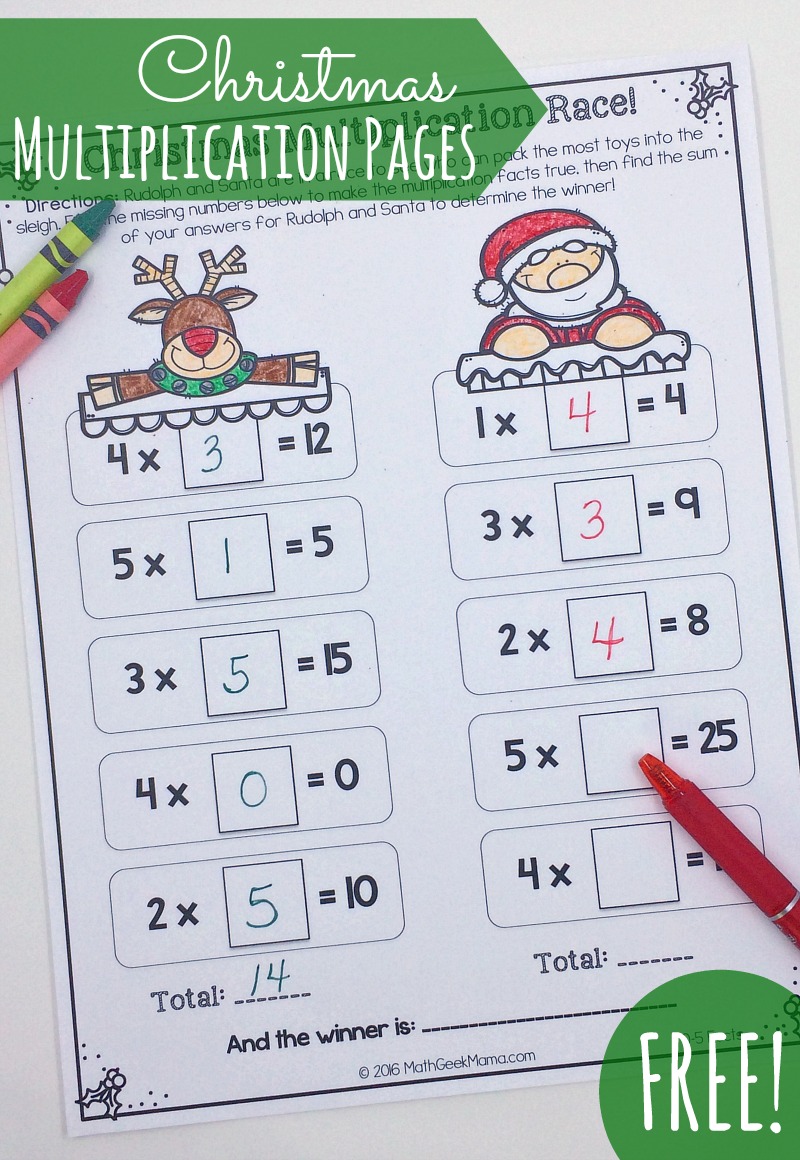 Looking for a fun and unique way to practice multiplication facts this Christmas? This challenge requires kids to find the missing factor in a race between Rudolph and Santa. Who will win? Get your free copy (includes 3 different challenges) to find out!