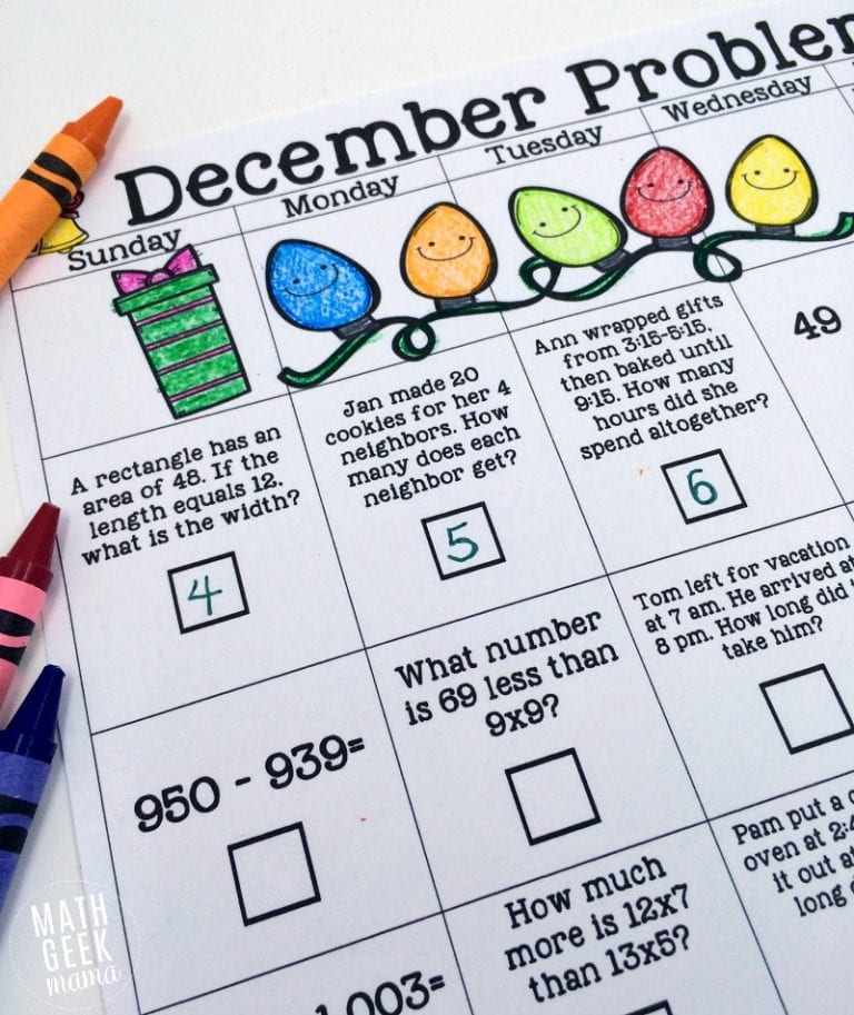 December Problem of the Day Calendars {FREE}