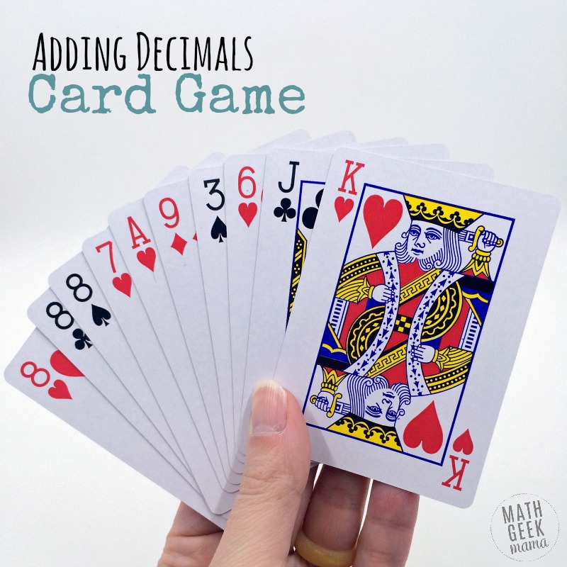 This super simple adding decimals game will give your kids lots of practice with adding decimals, as well as developing their problem solving and mental math skills. Plus, you'll love how easy it is to set up: all you need is a deck of cards!