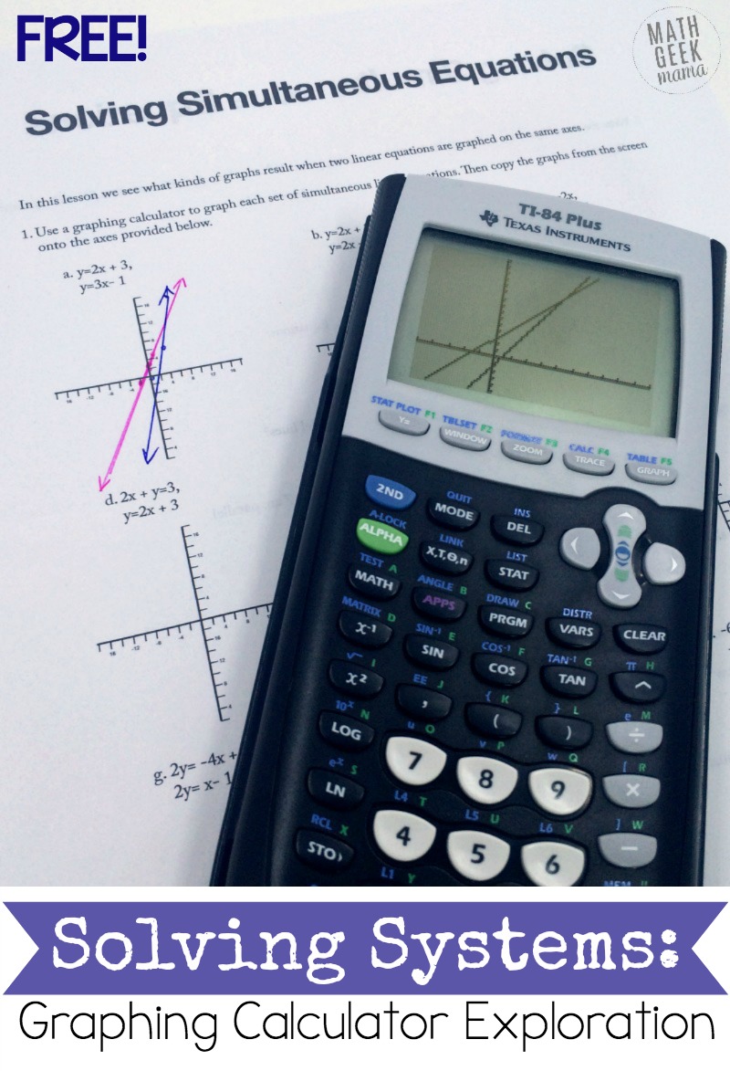 Graphing Systems Equations with a Calculator {FREE}
