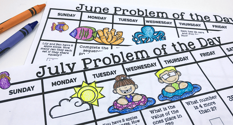 Looking for simple, yet effective way to keep your kids math skills up over the Summer? These problem of the day calendars are sure to be a hit! There are so many ways to use them, and your kids will have fun learning and practicing math during the Summer break. Includes 2 versions for grades K-5!
