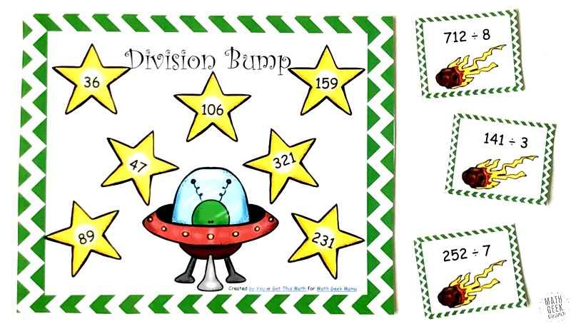 Looking for a new set of printable division games? These BUMP games are sure to be a hit, and a fun way to practice long division skills. The FREE download includes 2 low prep games!
