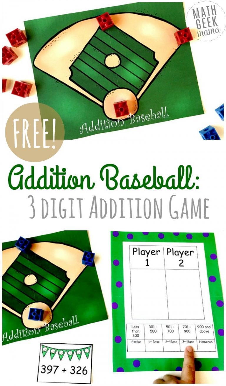 {FREE} Baseball Addition: 3-Digit Addition Game