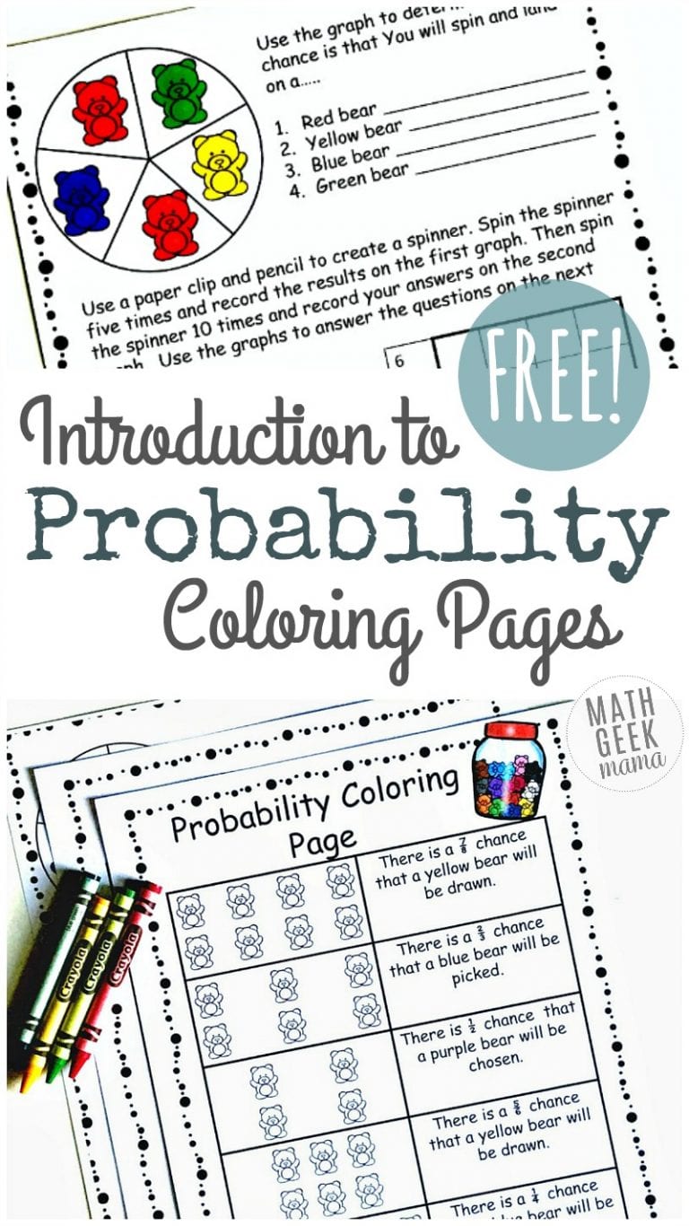 Simple Coloring Probability Worksheets for Grades 4-6 {FREE}