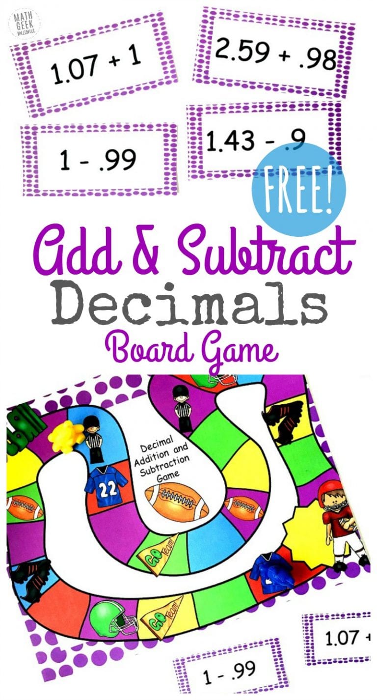 {FREE} Adding & Subtracting Decimals Game for Grades 4-6