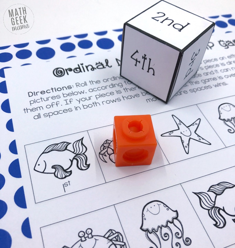Looking for some quick and easy practice with ordinal numbers? This simple BUMP game is perfect for partner practice or a math center for your kindergarteners or first graders.