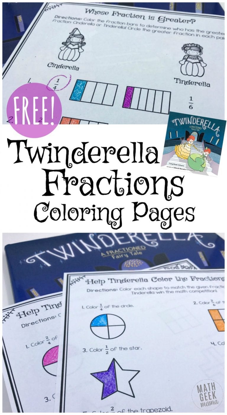 Low Prep Fraction Coloring Pages with Twinderella {FREE}