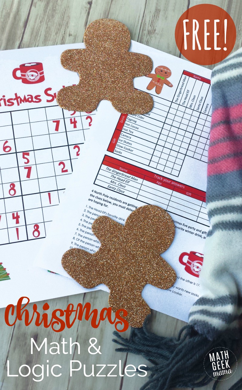 Keep your kids' brains sharp this holiday season with fun, yet challenging Christmas math puzzles! This FREE download includes 3 different math and logic puzzles that will help your kids develop their logical reasoning skills, while getting in the holiday spirit.