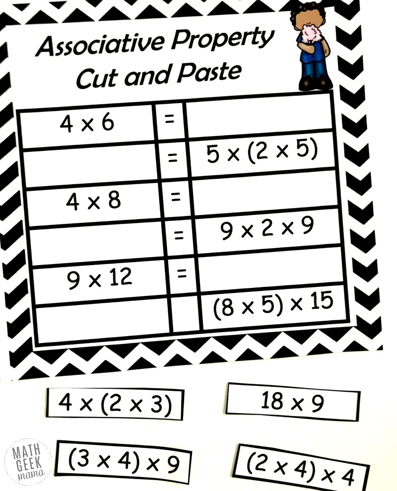 Help your kids make sense of the properties of multiplication with these super easy and low prep cut and paste pages! Includes practice with the commutative property, associative property and distributive property. This simple set is free!