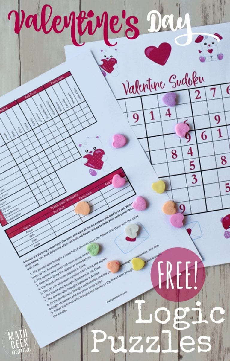 Valentine’s Day Logic Puzzles for Kids {FREE}