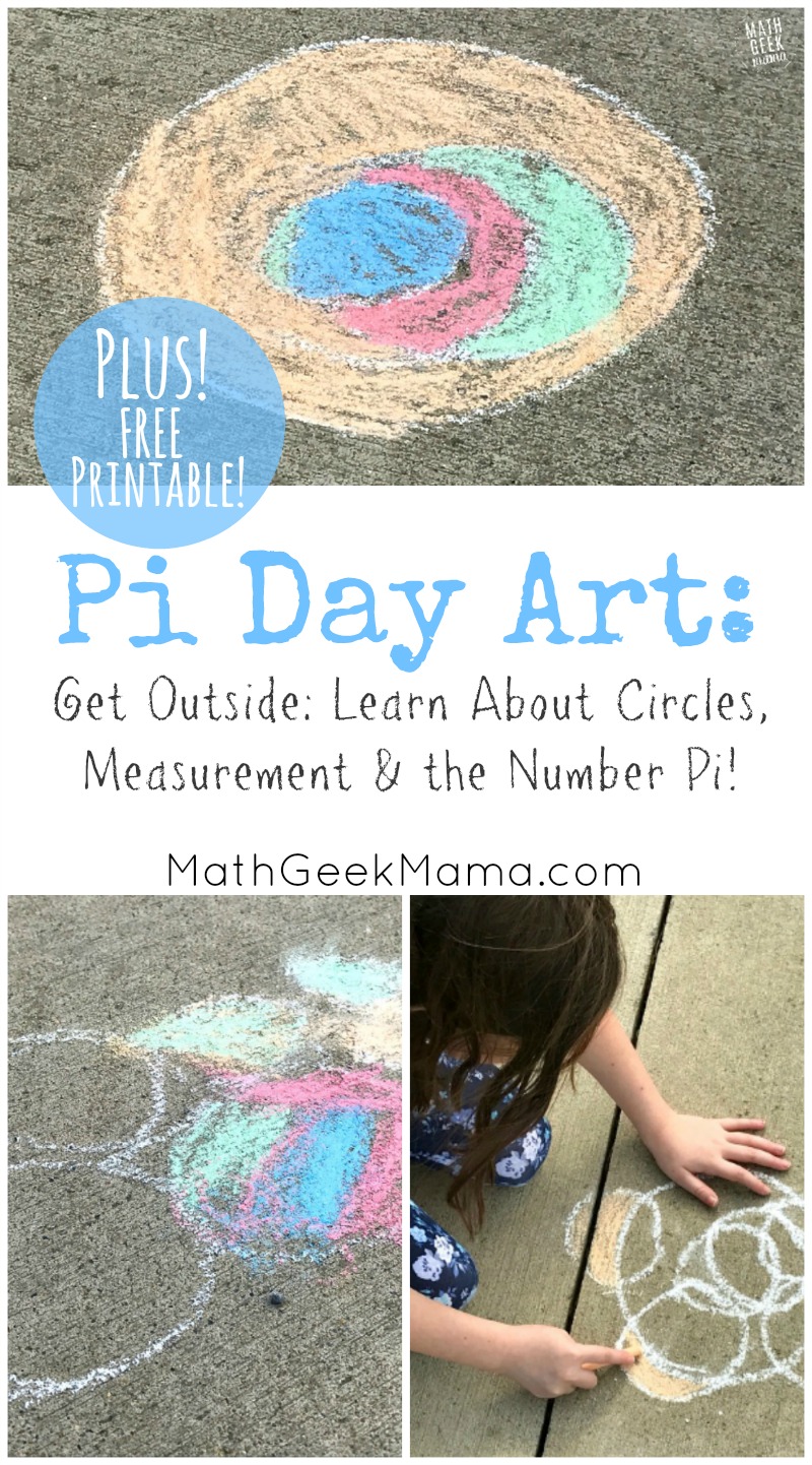 Looking for a fun, yet super simple way to engage your kids this Pi Day? This Pi Day art project is just as fun with paper and colored pencils as it is with sidewalk chalk! Learn more and get a free printable recording page in the full post!