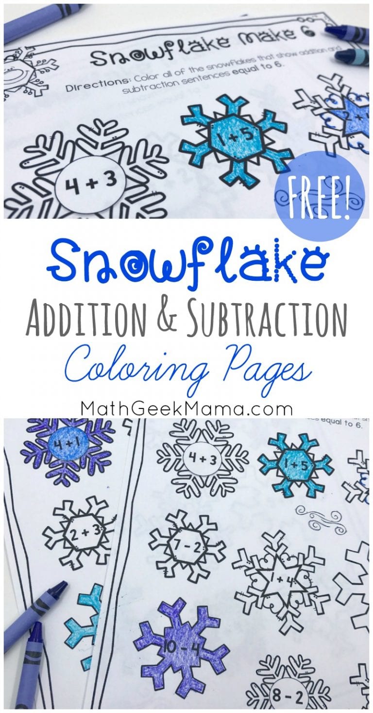 Simple Winter Addition and Subtraction Facts to 10 {FREE}