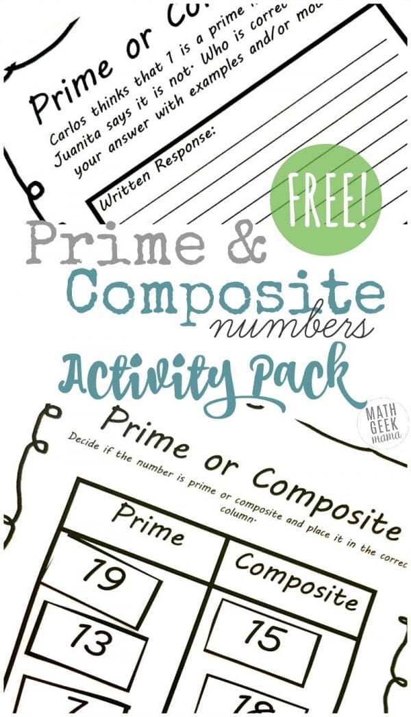 Prime and composite numbers worksheets free activity pack