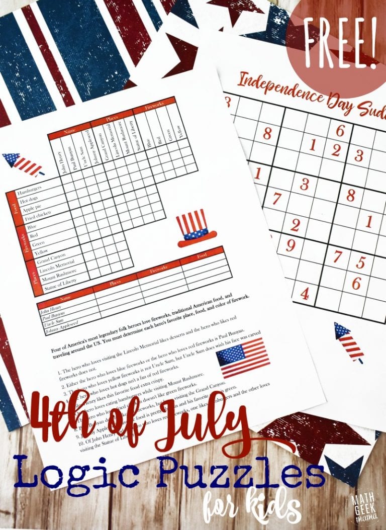 4th of July Logic Puzzles for Kids {FREE}