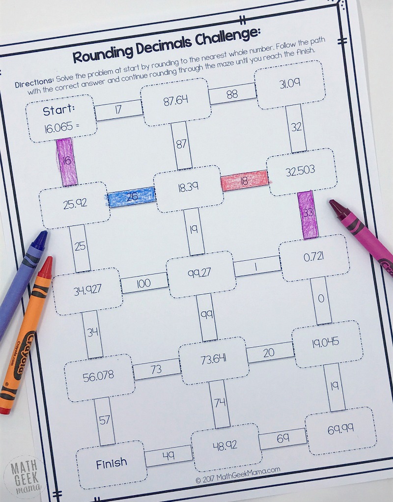 Looking for some easy, low-prep practice with decimal operations? This set of practice mazes is not only fun, but self-checking, making it a great independent math activity for kids in grades 4-6. Learn more about the decimal operations practice pages in this post.