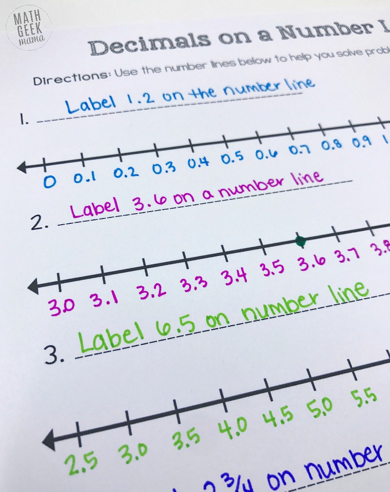 Want to give your kids another strategy and visual model for adding and subtracting decimals? This post breaks down how to add & subtract decimals on a number line, plus it includes FREE blank number line pages! These pages allow you to differentiate for different kids and types of problems. Learn more in the full post from Math Geek Mama!