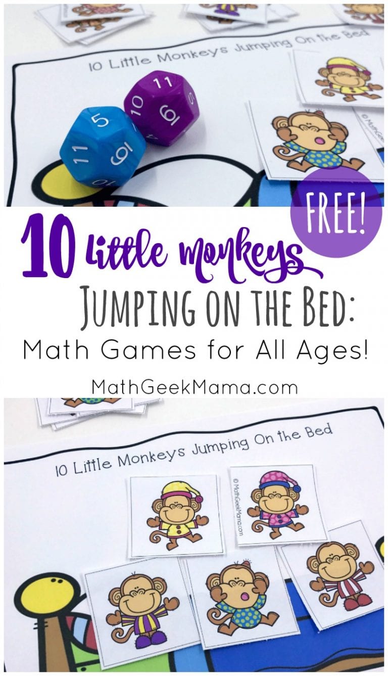 {FREE} Ten Little Monkeys Jumping On the Bed: Math Game for All Ages!