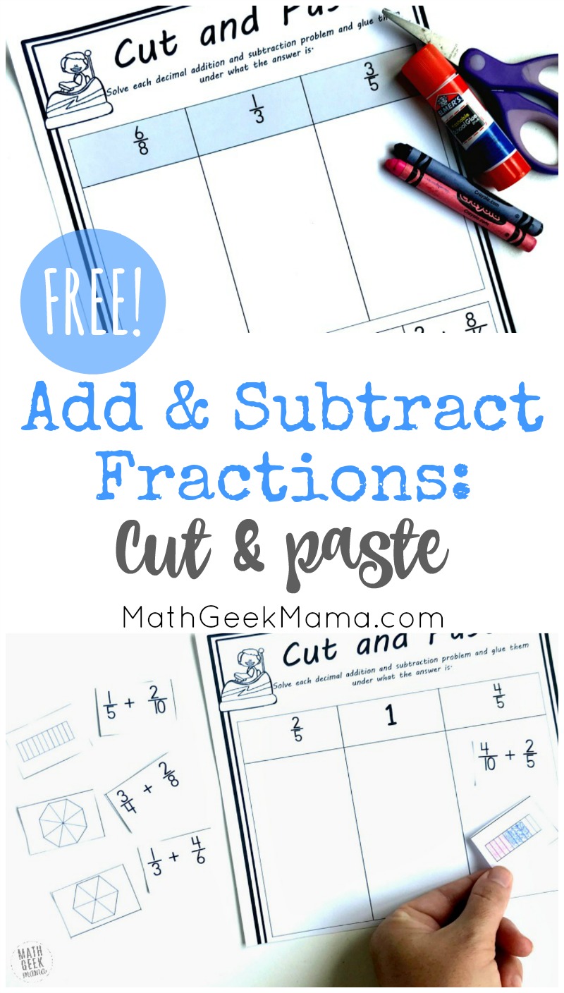 Do your kids need extra practice with fractions? This add & subtract fractions activity is a great way to incorporate visual models with fraction operations. Plus, it helps kids practice simplifying fractions as well, as they have to determine the right place to glue their solution! 
