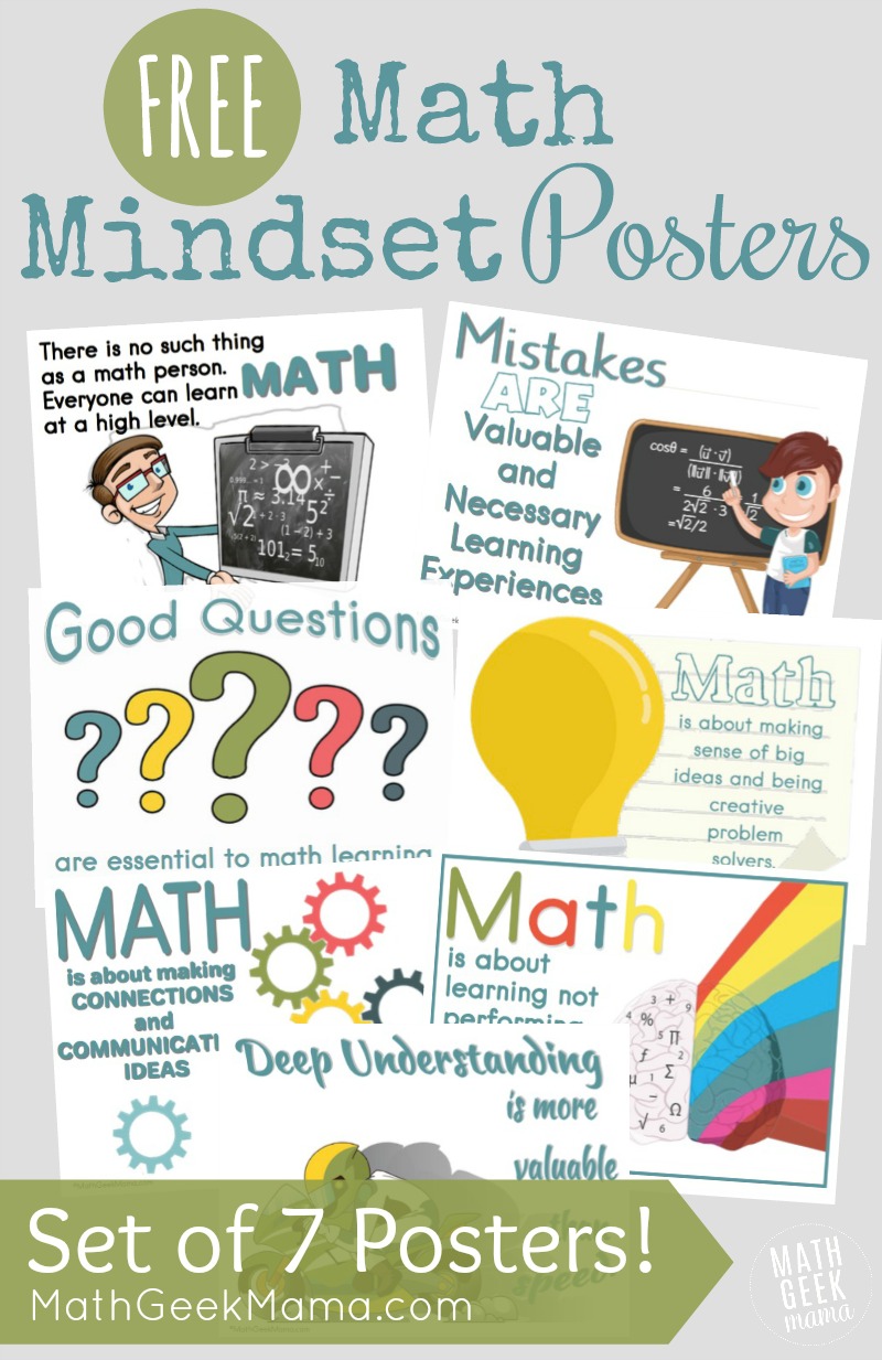 Want to remind your kids to think positively about math, mistakes and learning? Grab the free set of growth mindset math posters! These positive messages provide great discussion starters and reminders for everyone. 